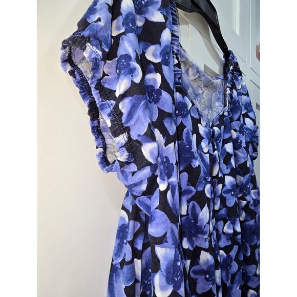 Roaman’s Plus Size Purple Floral Sweetheart Neckline Tunic Top - XL/1X - Picture 6 of 11